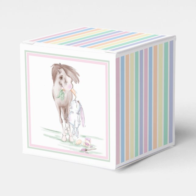 Caixinha De Lembrancinhas Ostergeschenk-Verpackung Pferd und Osterhase (Frente)