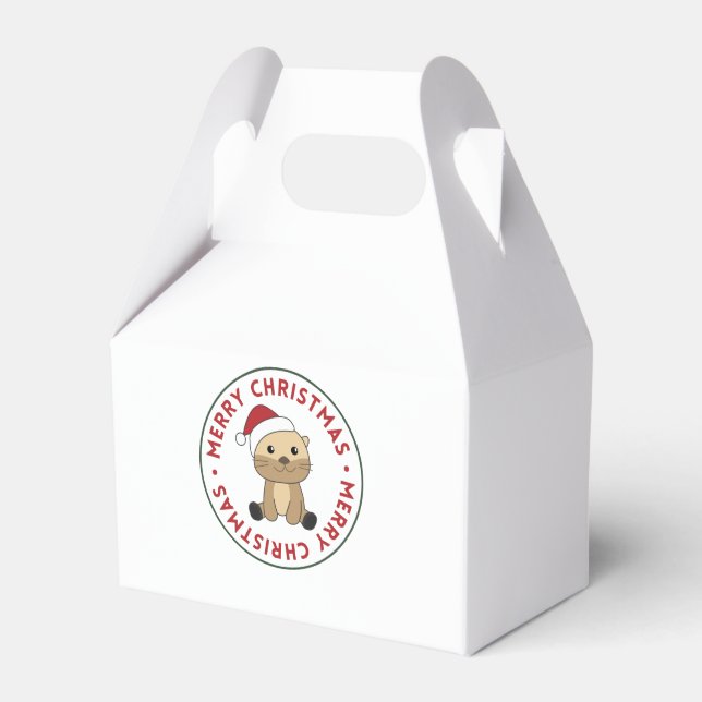 Caixinha De Lembrancinhas Otter Natal Neve Animais de inverno Otter (Frente)