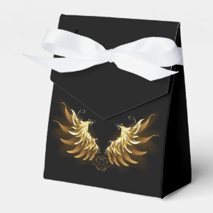 Caixinha De Lembrancinhas Ouro Angel Wings sobre fundo preto