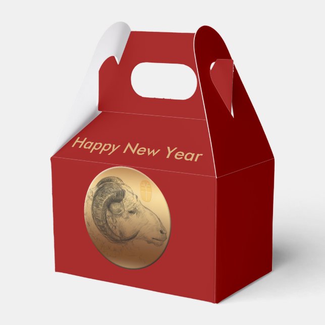 Caixinha De Lembrancinhas Ouro Chinês Ram Chinês Lunar Ano Novo Zododato Cai (Frente)