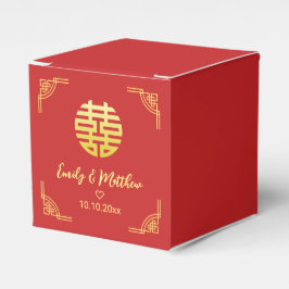 Caixinha De Lembrancinhas Ouro de casamento chinês duplo xi