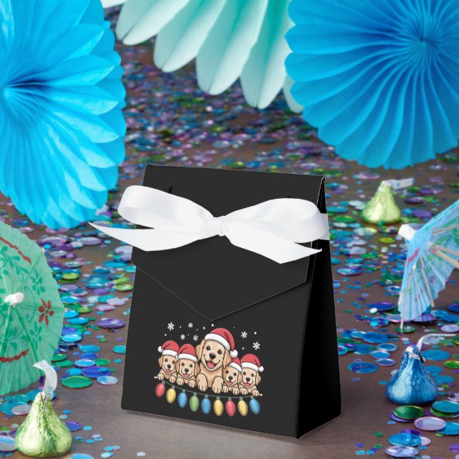 Caixinha De Lembrancinhas Ouro Engraçado Retriever Natal Cachorro (Festa)