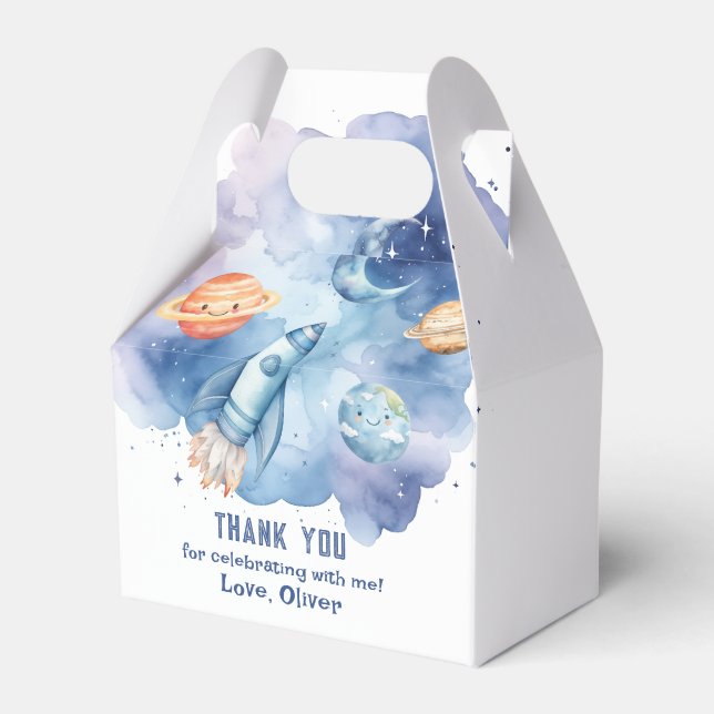 Caixinha De Lembrancinhas Outer Space Primeira Viagem em torno do aniversári (Frente)