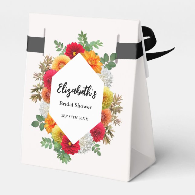 Caixinha De Lembrancinhas Outono Dália Floral Casamento Outonal (Verso)