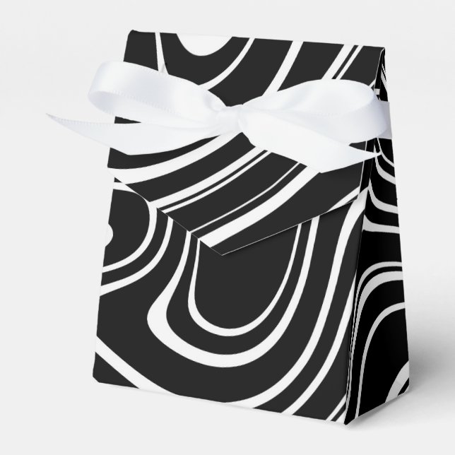 Caixinha De Lembrancinhas Padrão Abstrato Preto e Branco (Frente)