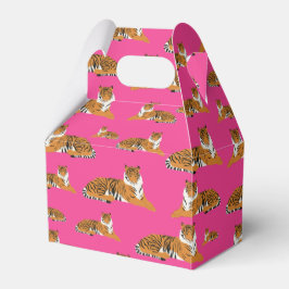 Caixinha De Lembrancinhas Padrão Animal do Tigre Laranja Cor-de-rosa