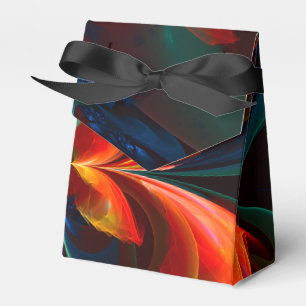 Caixinha De Lembrancinhas Padrão Azul Laranja-Abstrato Floral Moderno #14