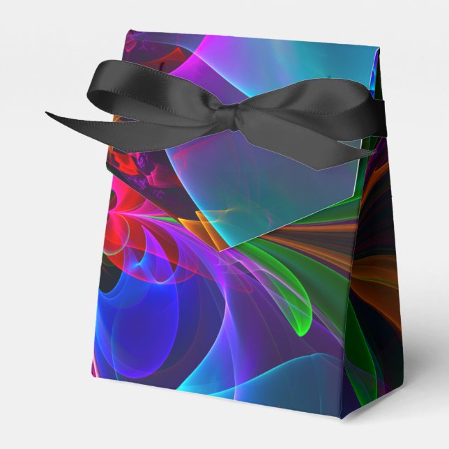 Caixinha De Lembrancinhas Padrão Azul Vermelho Abstrato Floral Moderno #12 (Frente)