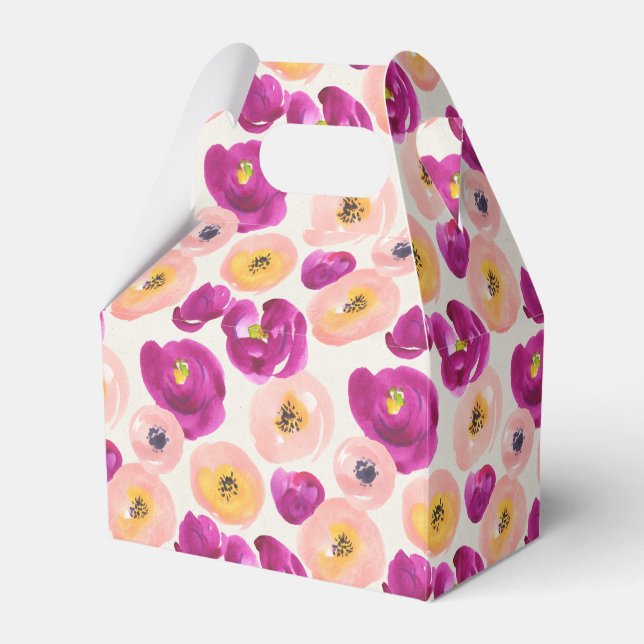 Caixinha De Lembrancinhas Padrão Botânico de Aquarela (Frente)