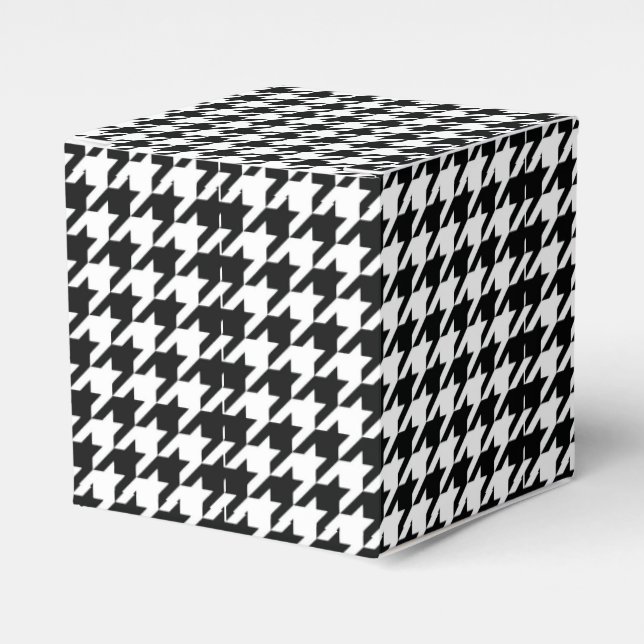 Caixinha De Lembrancinhas Padrão Clássico de Houndstooth: Preto e Branco Vin (Frente)