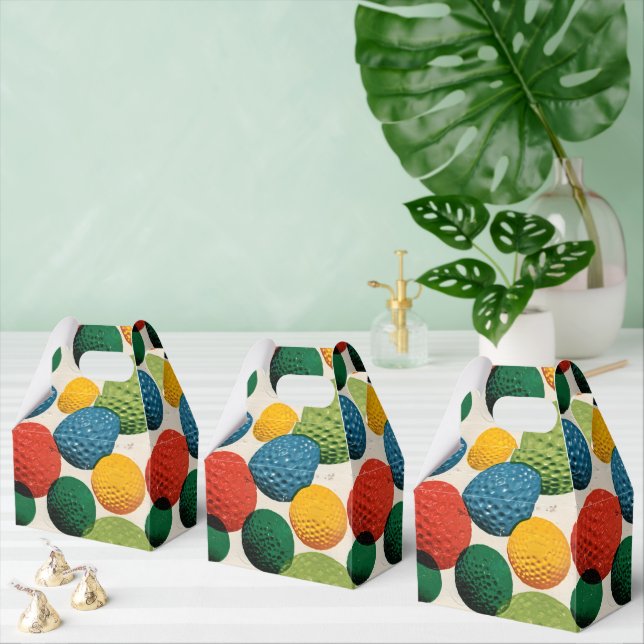 Caixinha De Lembrancinhas Padrão Colorido de Bolas de Golfe (Múltiplo)