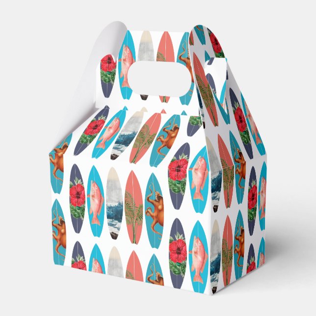 Caixinha De Lembrancinhas Padrão Colorido de Surfboards Retro (Frente)