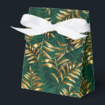 Caixinha De Lembrancinhas Padrão contínuo com samambaias douradas<br><div class="desc">Padrão contínuo de ouro,  jóias,  galhos e folhas de samambaia brilhantes em um fundo verde texturizado de floresta. Samambaia dourada.</div>