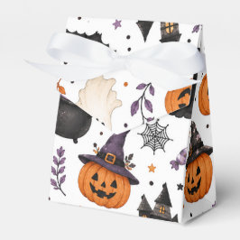 Caixinha De Lembrancinhas Padrão contínuo de Halloween fofo com gatos pretos