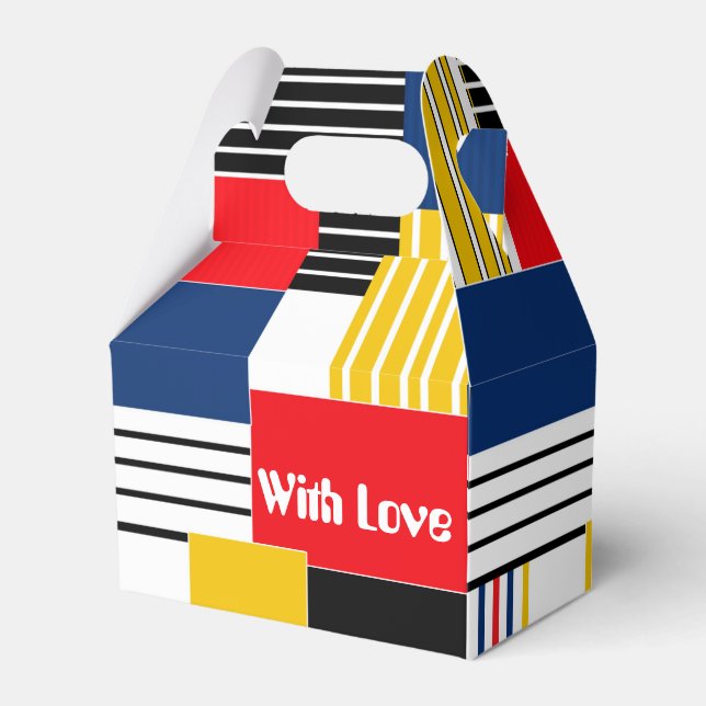 Caixinha De Lembrancinhas padrão de abstrato. Patchwork. (Frente)