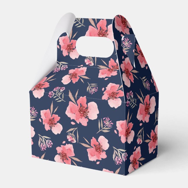 Caixinha De Lembrancinhas Padrão de Aquarela Rosa Escuro (Frente)