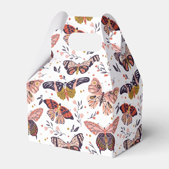 Caixinha De Lembrancinhas Padrão de Borboleta Boho (Frente)