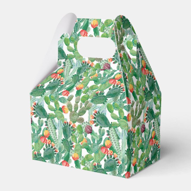 Caixinha De Lembrancinhas Padrão de Cactus de Aquarela (Frente)