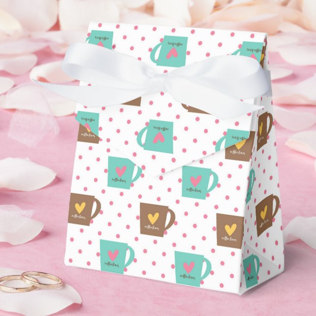 Caixinha De Lembrancinhas Padrão de Café e Donut  (Casamento)