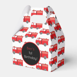 Caixinha De Lembrancinhas Padrão de Caminhão de Fogo Vermelho Personalizado