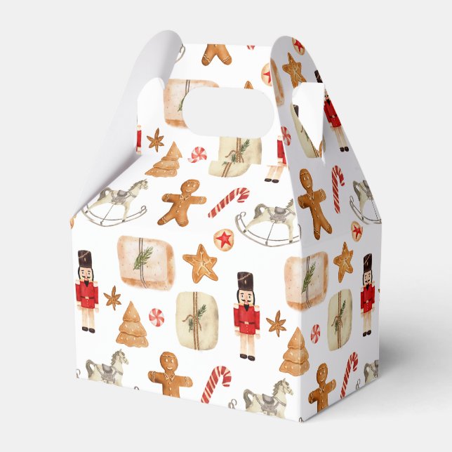 Caixinha De Lembrancinhas Padrão de Cookie de Noz-Natal Feriado de inverno (Frente)