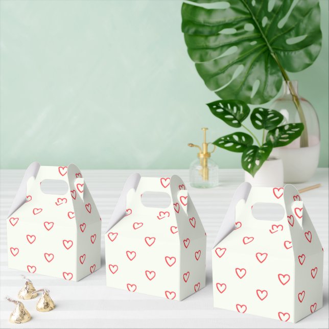 Caixinha De Lembrancinhas Padrão de Coração Vermelho, Fofo, Amor (Múltiplo)