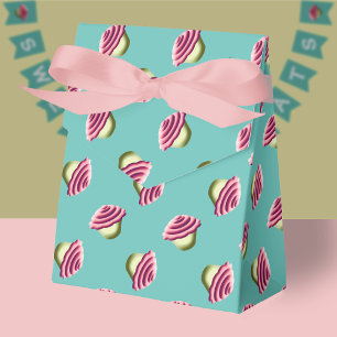 Caixinha De Lembrancinhas Padrão De Cupcakes Rosa E Aqua