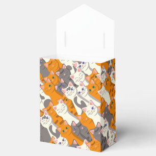 Caixinha De Lembrancinhas Padrão de diagonal do gato preto branco do Ginger