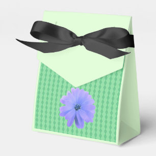 Caixinha De Lembrancinhas Padrão de Diamante Verde Flor Roxa