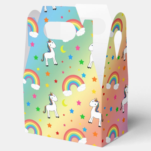Caixinha De Lembrancinhas Padrão de estrelas de corações do Rainbow unicorn (Aberto)