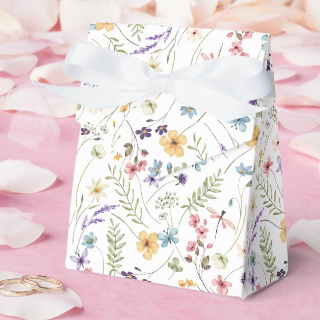 Caixinha De Lembrancinhas Padrão De Flor Selvagem E Borboletas (Casamento)