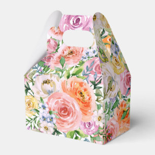 Caixinha De Lembrancinhas Padrão de Flores Rosa de Laranja Cor-de-Cor-de-Cor