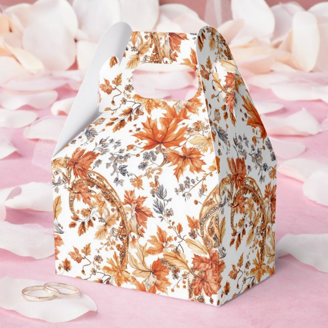Caixinha De Lembrancinhas Padrão de Folha de outono (Casamento)