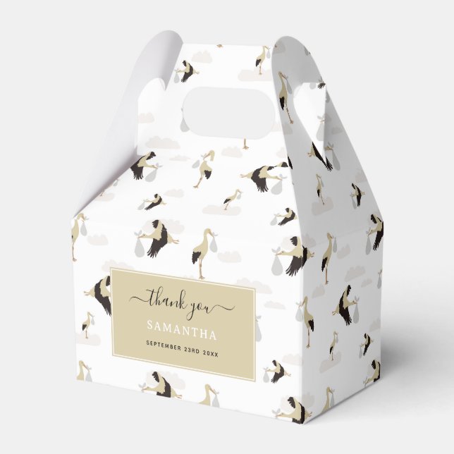 Caixinha De Lembrancinhas Padrão de Garotinha de Stork Newborn (Frente)