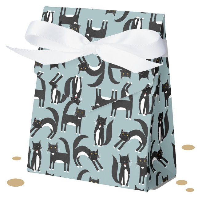 Caixinha De Lembrancinhas Padrão de Gato de Tuxedo Branco e Preto (Black and white tuxedo cat favor box)