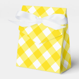 Caixinha De Lembrancinhas Padrão de Gingham Amarelo e Branco