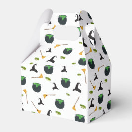 Caixinha De Lembrancinhas Padrão de Halloween da Bruxa Broom Caldron