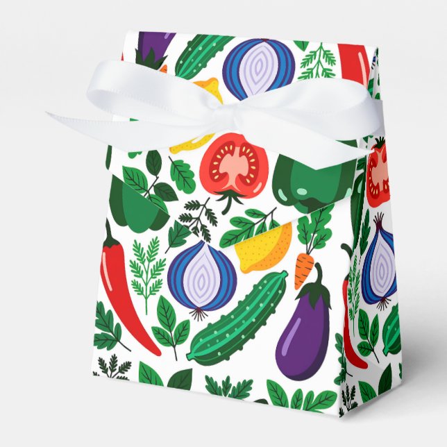 Caixinha De Lembrancinhas padrão de legumes (Frente)