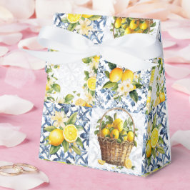 Caixinha De Lembrancinhas Padrão de Limão de Verão Mediterrâneo