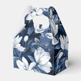 Caixinha De Lembrancinhas Padrão de Magolia Branca em Quiffon à meia-noite