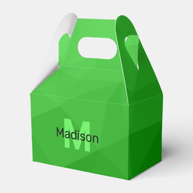 Caixinha De Lembrancinhas Padrão de malha geométrica do gradiente verde-clar (Frente)