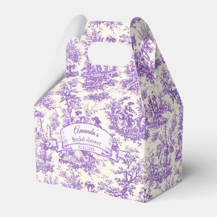 Caixinha De Lembrancinhas Padrão de Monograma de Toile Roxo Elegante Vintage