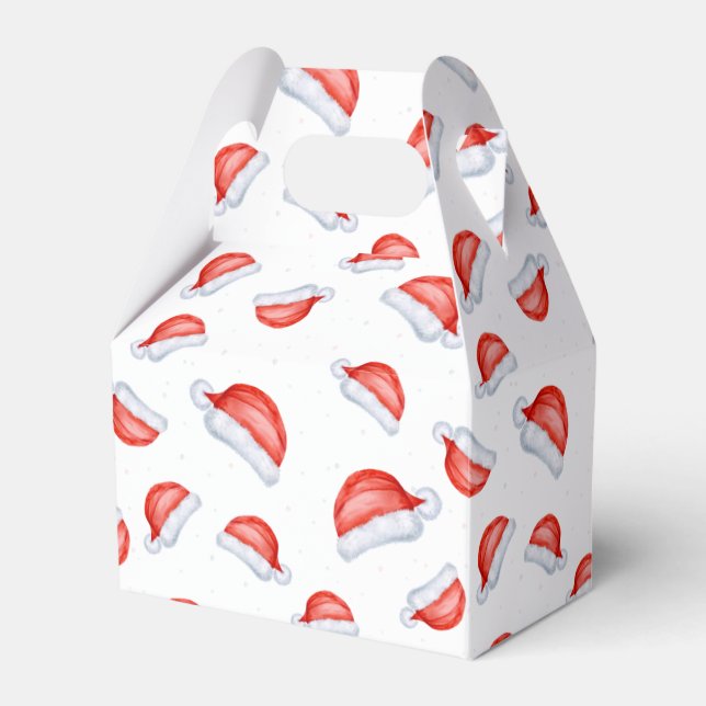 Caixinha De Lembrancinhas Padrão de Natal do Santa Hat (Frente)