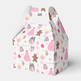Caixinha De Lembrancinhas Padrão de Natal Rosa