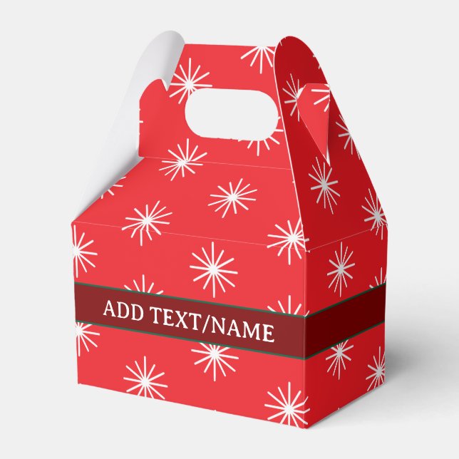 Caixinha De Lembrancinhas Padrão De Neve Em Branco Verde Vermelho (Frente)