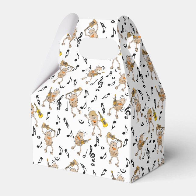 Caixinha De Lembrancinhas Padrão de Notas de Música de Violão (Frente)