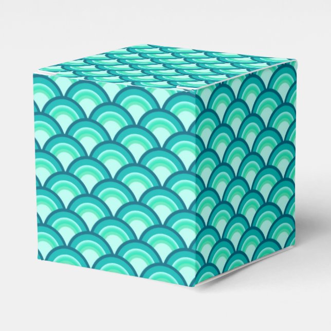 Caixinha De Lembrancinhas Padrão de onda Art Deco - tons de turquesa (Frente)