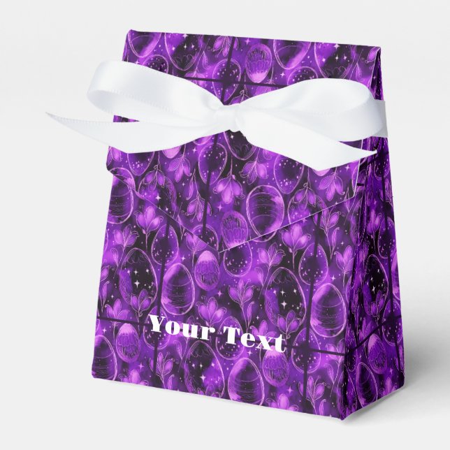 Caixinha De Lembrancinhas Padrão de Páscoa Gótico Roxo (Frente)