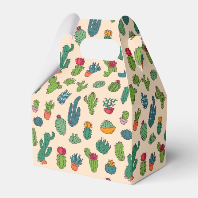 Caixinha De Lembrancinhas Padrão de Pé do Cactus Cute (Frente)