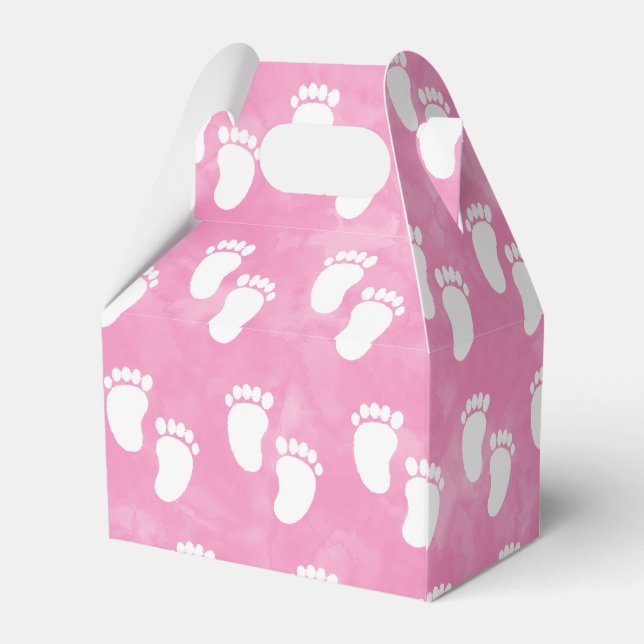 Caixinha De Lembrancinhas Padrão de Pegada do Chá de fraldas de Aquarela Ros (Verso)